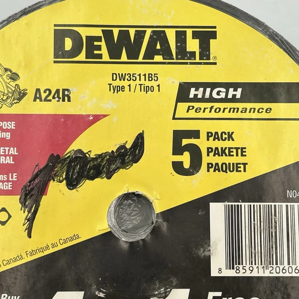 New‎ Sealed DeWalt 5 Pack Metal Cutting Blades A24R DW3511B5 General Purpose